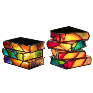 Mini Book Stack Succulents Pot Intricate 3D Design Container Gothic Display Office Decoration