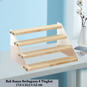 Rak Kosmetik Makeup Rak Kayu Aesthetic Rak susun 4 /Rak cosmetik organizer/Rak parfum /Rak lipstik serbaguna Rak Susun 4 Bumbu Kosmetik Display Mainan Serbaguna