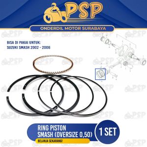 Ring Piston Smash (Oversize 0.50) - Ring Cincin Seher Seker Diameter 050 Suzuki Smash Lama