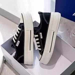 KF shoess "Free Box Size (36 - 41) Sepatu Sekolah Wanita Canvas Bertali kasual Fashion Import Korea