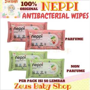 Neppi Antibacterial Changing Diaper Wipes Parfum (Tisu Basah Bayi) - 50s (Buy 1 Get 1 Free)