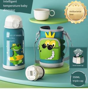 หลอดดูดแก้วฉนวนสำหรับเด็ก Mug Baja Tahan Karat 316ป้องกันแบคทีเรียอัจฉริยะพร้อมฝาปิดถ้วยถ้วยน้ำเด็กลายการ์ตูนน่ารักมูลค่าสูง