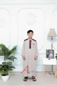 Jubah anak laki laki premium Warna Coklat muda 3- 16 Tahun lengan panjang
