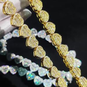 ESKEEM Hip Hop Jewelry in Stock 12MM Wide Iced Out Heart Shaped Necklace Set with Zircon Shining Exquisite Couple Style Necklace