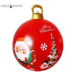 60CM Xmas Decorative Ball PVC Christmas Inflatable Ball Water-Proof Versatile Porch Courtyard Ornaments