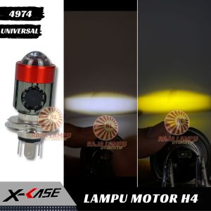 Lampu LED Utama Motor Mobil XCASE Red With Fan D2 H4 Laser 2 Warna Putih Kuning Lasergun AC DC