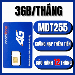 Sim 4G MDT255 Trọn Gói 1 Năm Mobifone 3GB/Tháng Tốc Độ Cao Hết Ngừng Truy Cập Bảo Hành 1 Đổi 1 Trong 12 tháng | FREESHIP - CHƯA KÍCH HOẠT