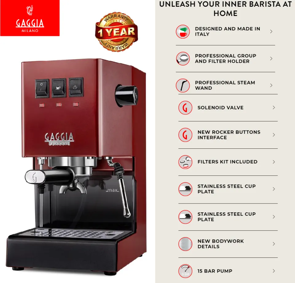 Gaggia New Classic EVO Pro Red Manual Espresso Coffee Machine