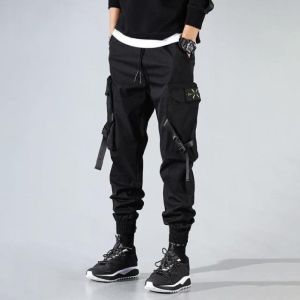 Summer Ice Silk Quick Drying Function Multi Pocket Overalls Cargo Pants Trendy Versatile Loose Restraint Pants Seluar Slack Lelaki
