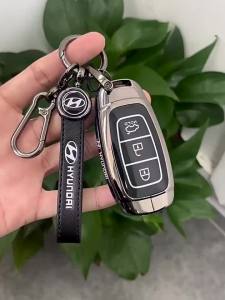 Ốp Chìa Khóa Xe Bao Da Chìa Khóa Cho Hyundai Accent 2024 Tucson Solaris Sonata Hybrid NEXO NX4 Santafe dn8 2020 2021 2022 Vỏ Chìa Khóa Hợp Kim Kẽm