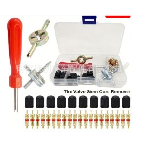 33Pcs/Set Valve Core Tire Repair Tool Car Bicycle Slotted Tire Valve Stem Core Remover Wrench Screwdriver Motorcycle Truck Replaceable Accessories