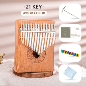 21 Key Kalimba Selected Mahogany Ergonomics Box Design Thumb Piano Finger Piano with Tuning Hammer Wiping Cloth Note Stickers