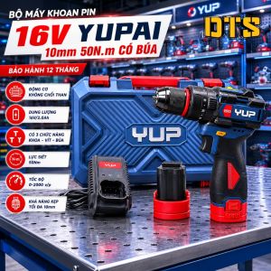 Bộ máy khoan pin 16V YUPAI 10mm 50N.m có búa YP16-DR10A (Thân máy + 2pin/2.0Ah + Sạc + Hộp nhựa)