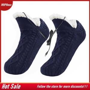 【COD】🔥🔥🔥 Electric Heated Fleece Socks Slippers For Men Women Winter USB Heating Pad Knitted Socks Foot Heater