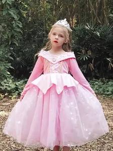 Sleeping Beauty Dress For Girls Pink Princess Costume Halloween Carnival Party Aurora Outfits Kids Birthday Surprise Gift