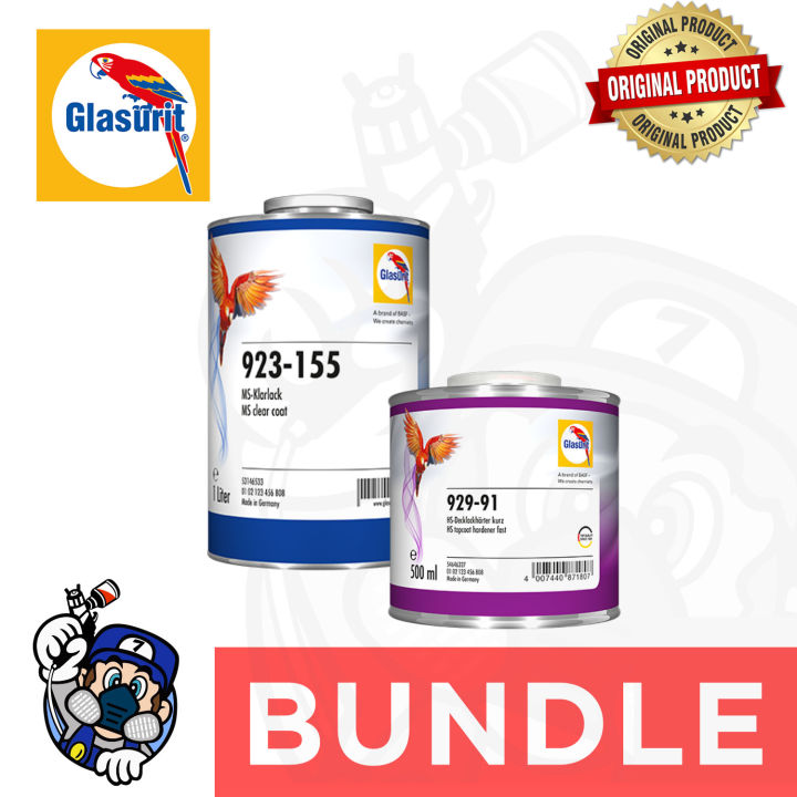 GLASURIT Clear Coat Set 923155 MS Clear (1L) + 92991 HS Topcoat
