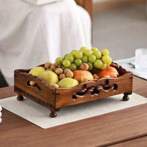 Countertop Wooden Rectangular Fruit Basket Coffee Table Decorative Tray Ottoman or Side Table Kitchen Storage Space