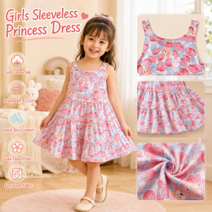 AILEBE Kids Dresses Cotton Silk Sleeveless Princess Dress With 6 Cute Prints Soft Breathable Summer Wear Sweat-Absorbing Quick-Dry Fade-Resistant Easy Care OOTD Pambahay For Baby Girls 0-13 Years