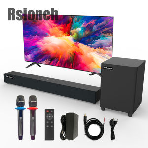 Karaoke Home Theater TV Soundbar with wireless Mic Bluetooth Speakers 2.1 Echo Sound Bar with Subwoofer Boost Bass