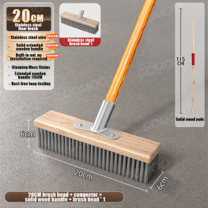 Wood Handle Wire Floor Brush – Stiff Bristle for Outdoor Garden & Moss Removal Cleaning
