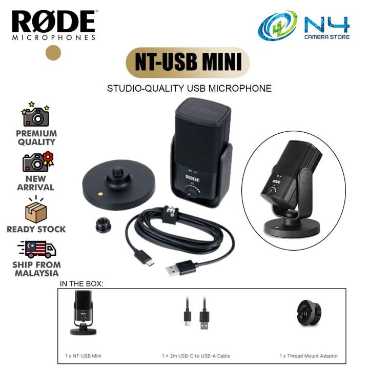 Rode Microphones NT-USB Mini Condenser Microphone – Black - Micro
