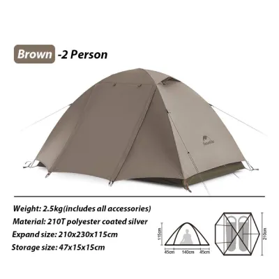 Naturehike Cloud River series ultralight camping tent for 2-3 people outdoor rainproof windproof coated with silver sunscreen UPF50+ aluminum pole breathable family tent