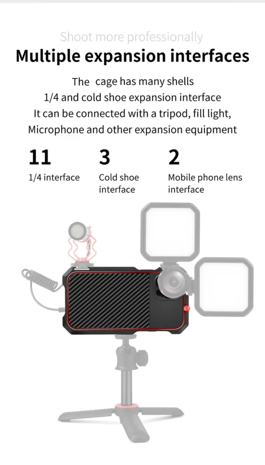 VIBOP Mobile Cage Rig Video Frame Case Cold Shoe Mount CNC for