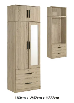 Fully Laminated Soft Closing Wardrobe With/Without Mirror