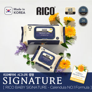 【Made in Korea】RICO Baby Signature Wipes 70s Soft With Natural Calendula Formula For Baby Wipes Tissue Fragrance Free Safe No Skin Irritation
