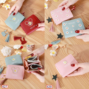 [HCM]Ví Ngắn Nữ Mini Cầm Tay Thêu Hoa Cúc Và Gấu 427 Nhỏ Gọn Bỏ Túi Siêu Dễ Thương