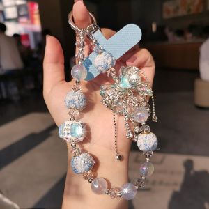SWEOLQ Tassel Mobile Phone Lanyard Anti-lost Short Girls Phone Pendant Bag Decoration Ins Bowknot Phone Hanging Chain Female Lady Girl