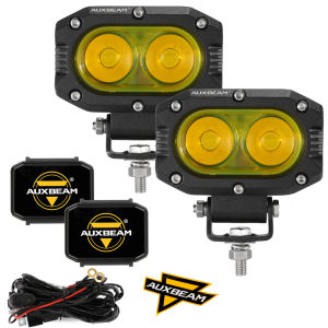 4 Inch LED Pod Light with 2pcs Light Covers Square Pod Light with 5050 LED Yellow Flood Beam Offroad Driving Light Fog Light with Wiring Harness for Jeep Wrangler Truck Pickup SUV ATV UTV
