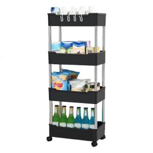 Slim Rolling Storage Cart Mobile Bathroom Kitchen Organizers Multi Layer Shelving Unit For Delicate Living Spaces