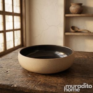 Muraditohome Aesthetic Two-Tone Stoneware Bowl 8x2.25 and 6.5x2.25 inches