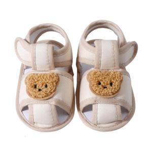 Cotton Summer Baby Shoes Slip Resistant Sandals Cute Bear Design Adjustable Design for Crawling Walking Infants