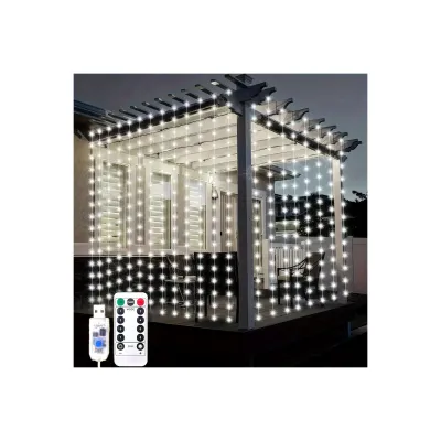 【Tech-savvy】 Christmas Curtain LED String Lights 8 Modes USB New Year All Saints Day Living Party Decoration Holiday Wedding Lights