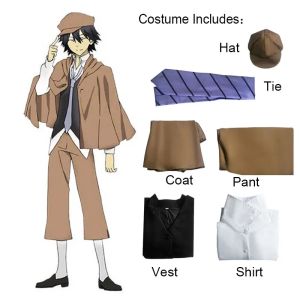Bungo Stray Dogs Edogawa Rampo Cosplay Costume Hat Tie Jacket Pants Trench Cloak Suits Outfit Halloween Party