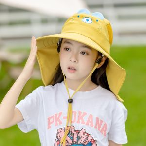 Lưới Mũ che nắng trẻ em Chống tia UV Gấu Mũ tai bèo rộng vành Thời trang Có vạt cổ Mũ ngư dân trẻ em Bé gái