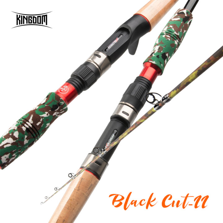 Kingdom Black Cut Carton Spinning Casting Fishing Rod MH, H Power