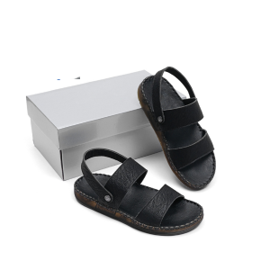 Dép da quai hậu chất liệu da sáp đế đúc nguyên khối may viềng xung quanh xuyên đế Dép Quai Hậu -H Đen