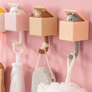 Creative Cat Mouse Hook Cute Bear Seamless Hole-free Hook Dormitory Bedroom Door Hanger Hook Key Umbrella Towel Hat Coat Rack Wall Decoration