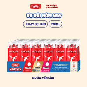 Khay 30 lon nước yến sào đường phèn Yến Việt hương tự nhiên 190ml/lon