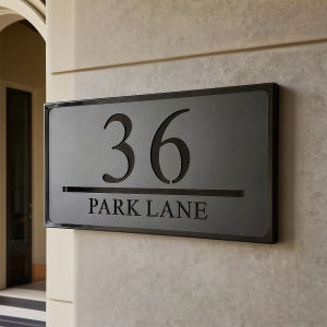 Customized House Number Plate With Metal Frame 3D Laser Cut Acrylic House Number Outdoor Address Plaque Custom Door Sign Decor