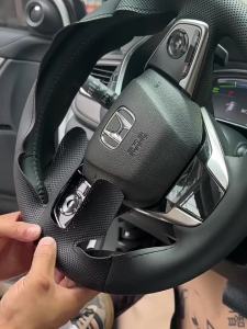Kaly Hand Stitched Car Steering Wheel Cover for Honda CRV CR-V 2007 2008 2009 2010 2011 DIY Suede&Leather Interior Accessory 5T9N4