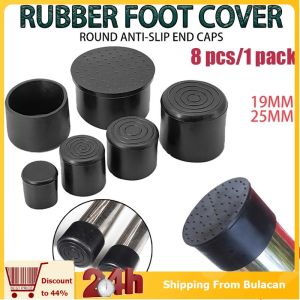 19/25mm Rubber Footing Round Tubular Funitures Heavy Duty Black Chair For Table Foot Caps Protector