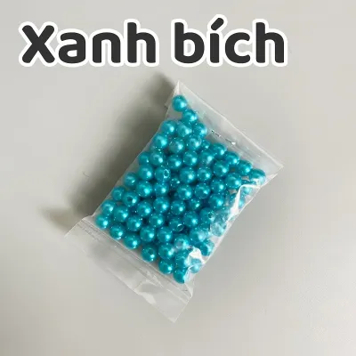 (Gói 10g) Hạt ngọc trai nhựa 6mm có lỗ hạt bẹt hạt cườm kết đính trang phục đồ handmade