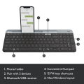 Logitech K580 Multi-Device Slim Wireless Keyboard, Built-in Cradle for device; For Laptop, Tablet, Desktop, Smartphone, Win/Mac, Bluetooth/Receiver, Compact, Easy Switch, 24 Month Battery. 