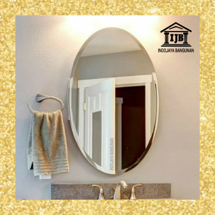 Cermin Kamar Mandi / Kaca Wastafel Cermin Import Mirror Oval 40 X 60 Cm