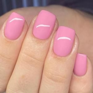 24 Pcs Glossy Full Cover False Nail Short Square Press On Nail Solid Color Stick on Nail Simple Acrylic Nail