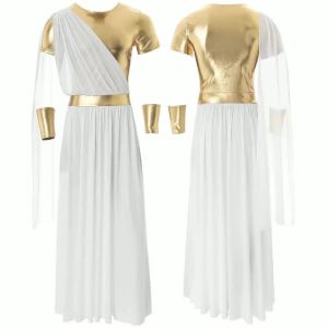 Mens Halloween Ancient Greek Zeus God Costumes Rome King Gladiator Warrior Toga Cosplay Dress Up Short Sleeve Robe with Cuffs2026